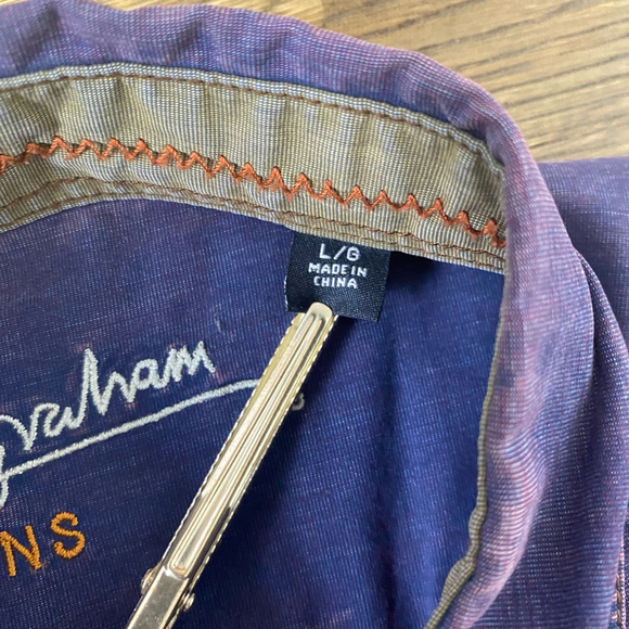 Robert Graham Jeans Button Up Shirt Large Blue Pink Long Sleeve Casual Acid Wash - Picture 3 of 16